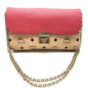 MCM Visetos Leather pink Millie Flap Chain Shoulder Bag